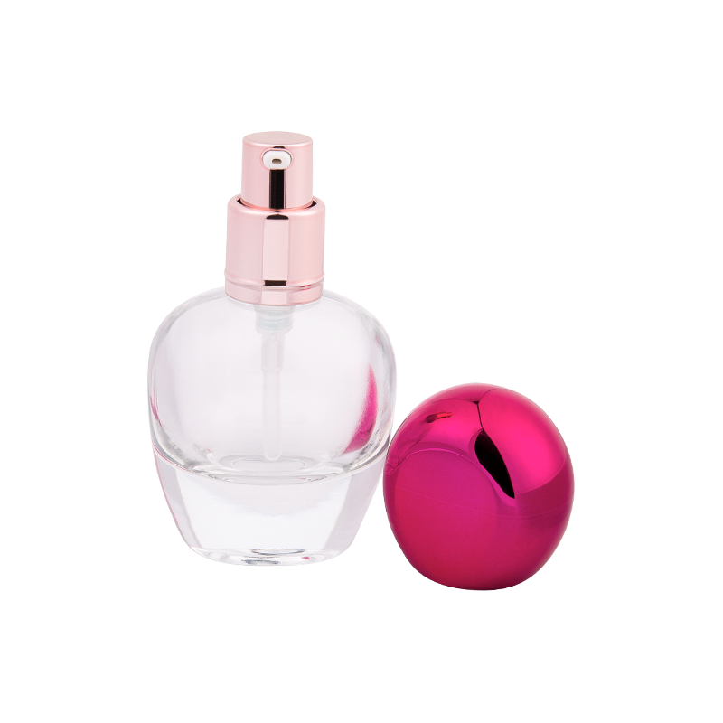 30 ml sklenená fľaša na parfumy s kovovou ružovou ABS čiapkou